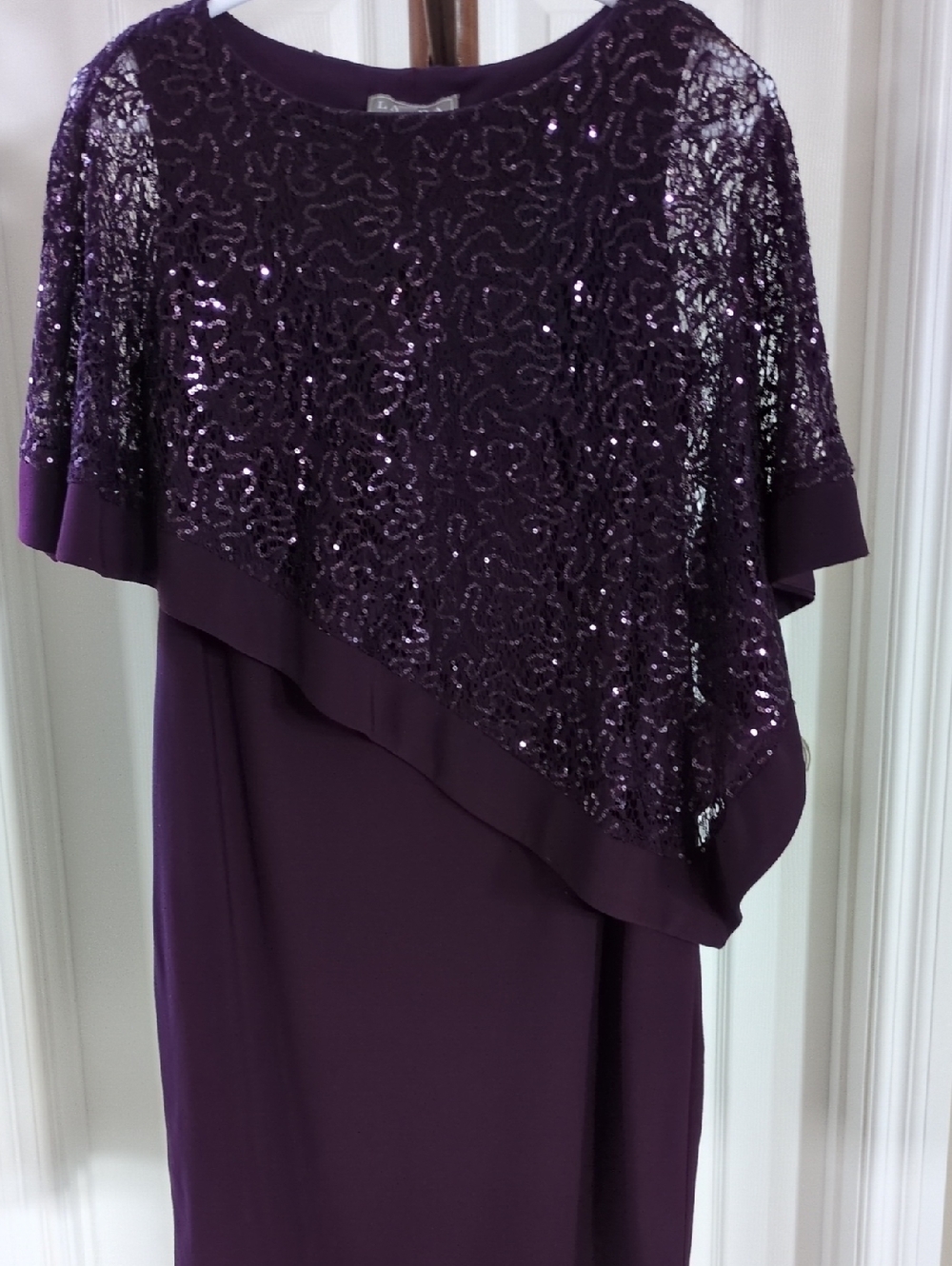 Elegant Purple Sequin Asymmetric Women's Dress
